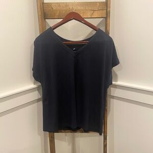 J.Jill Luxe Supima Pleat-Back Navy Tee